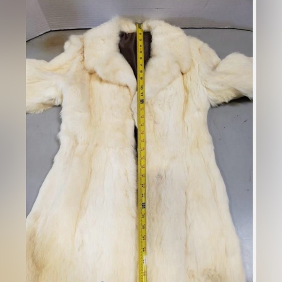Chill Chasers Vtg Blonde genuine Rabbit Fur Coat Jacket US Size 33 Full Length - Picture 3 of 9